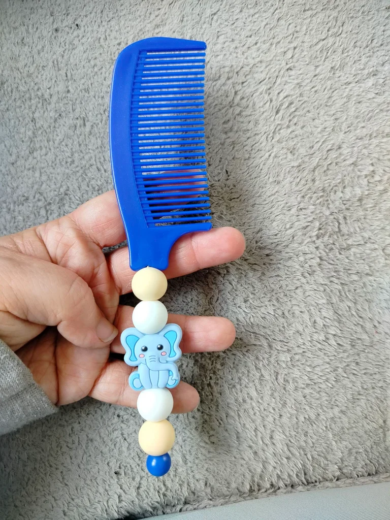 Baby elephant comb – silicone beads – children's hair accessory – photo 3